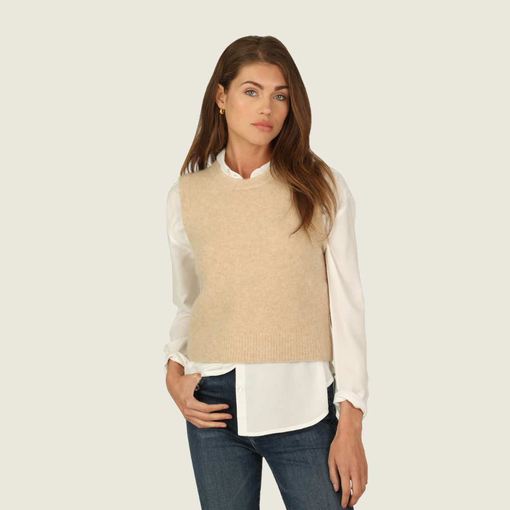 Camel Cozy Crop Sweater Vest - Blackbird General Store