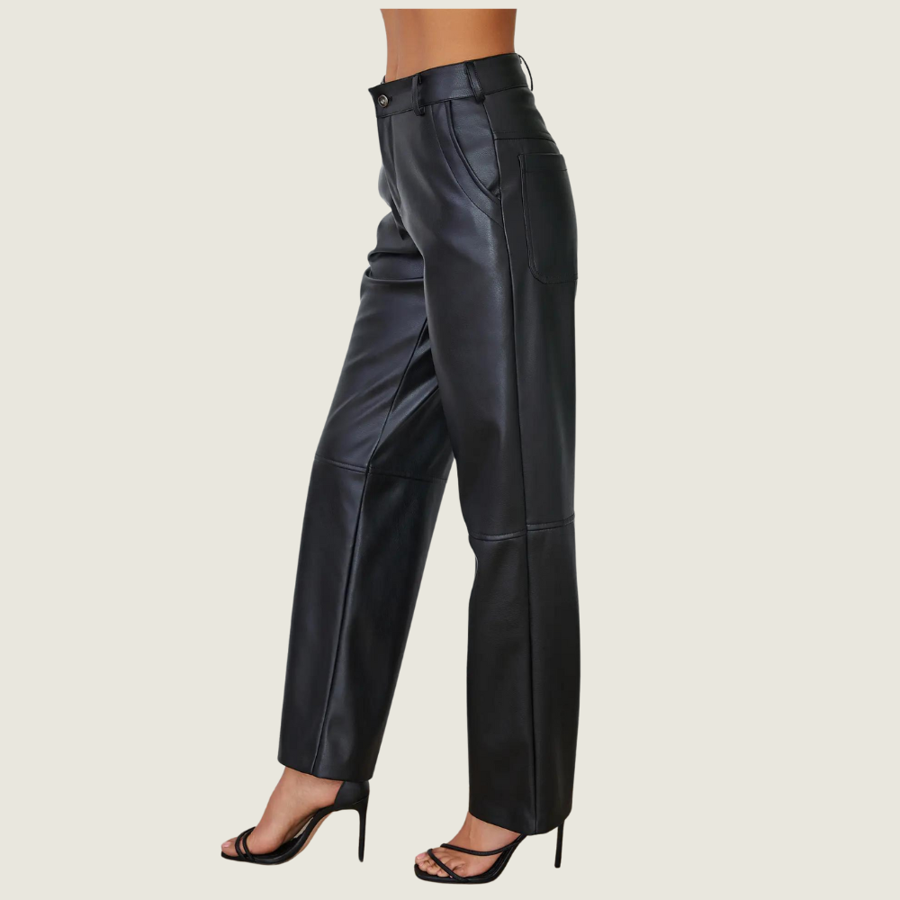 High Waisted Faux Leather Straight Leg Pant - Blackbird General Store