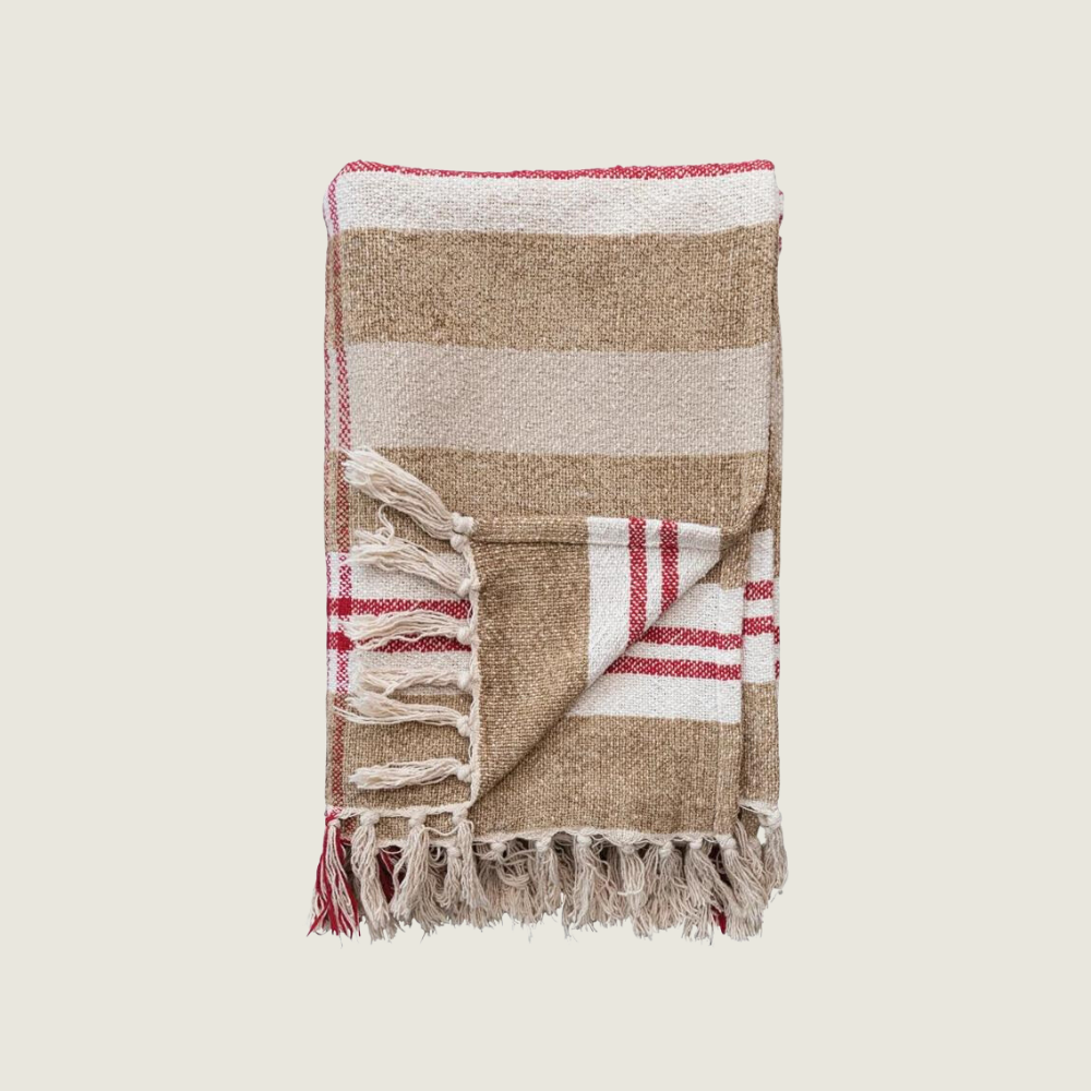 Plaid Chenille and Cotton Fringe Throw - Blackbird General Store