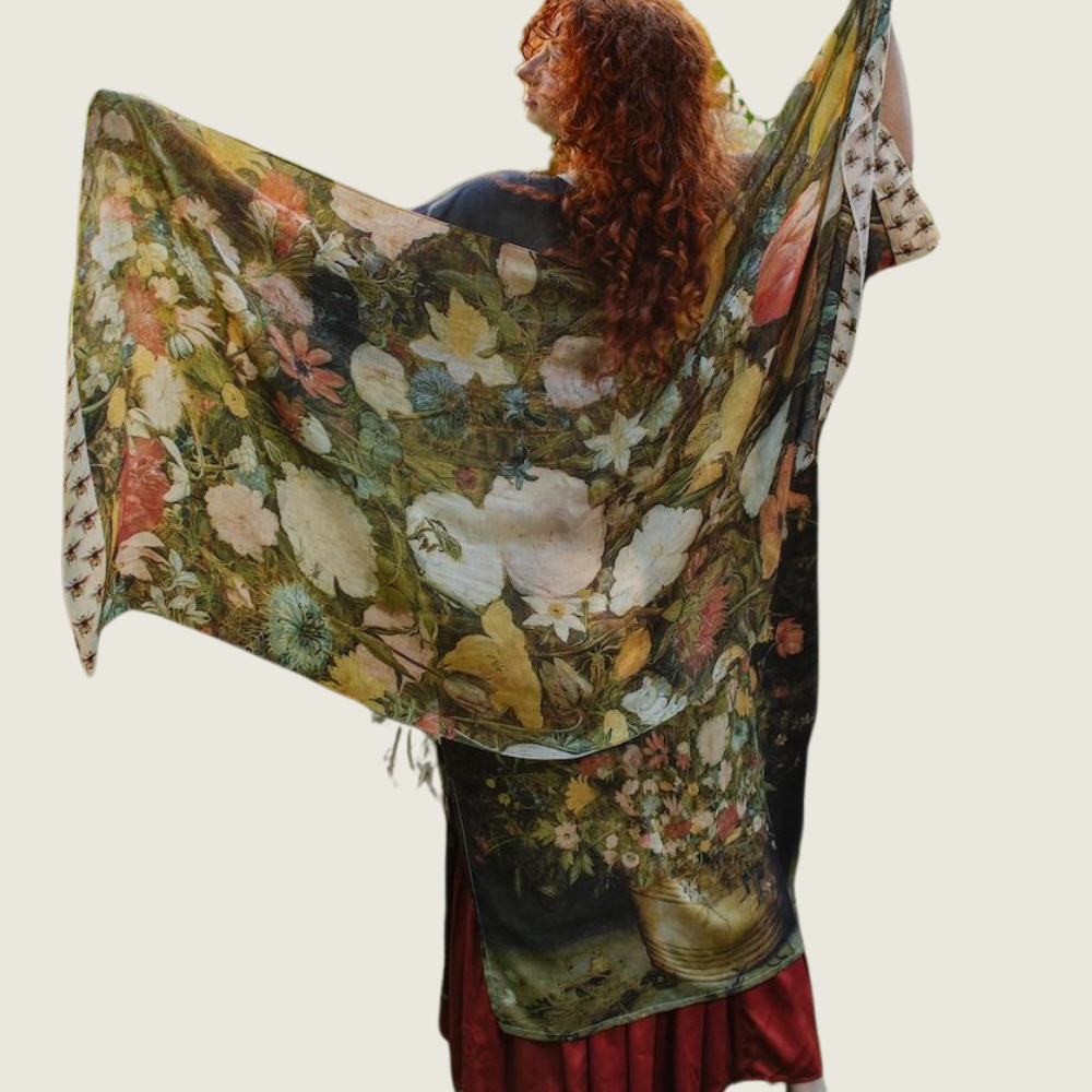 I Dream in Flowers Bohemian Bamboo Scarf with Bees - Blackbird General Store