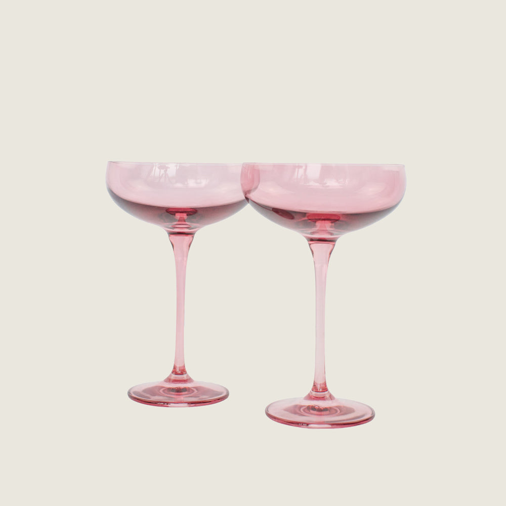 Rose Champagne Coupe Glasses (Set of 2) - Blackbird General Store