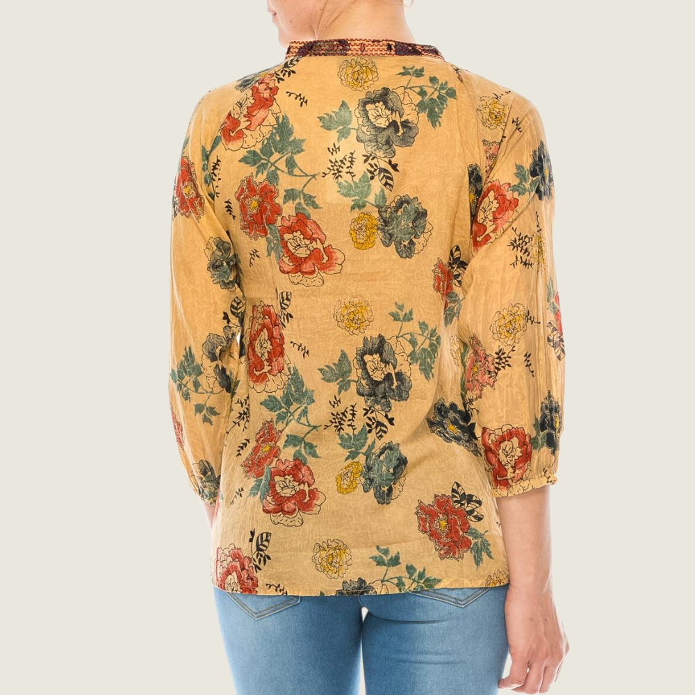 Floral Boho Top with Draw Strings - Blackbird General Store
