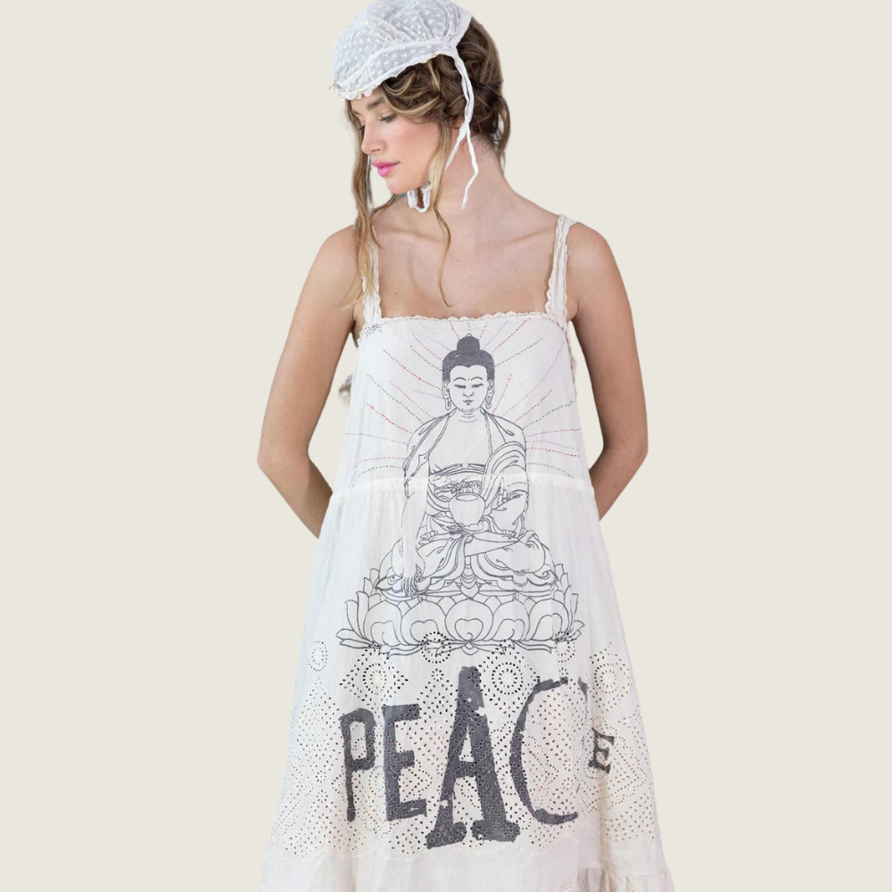Eyelet Tevy Peace Tank Dress Moonlight - Blackbird General Store