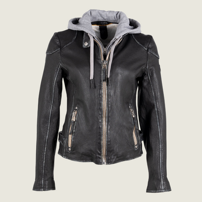 Black Finja Leather Jacket with Hood - Blackbird General Store