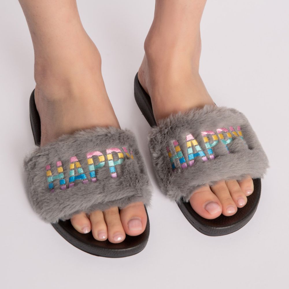 Fuzzy Happy Slippers - Blackbird General Store