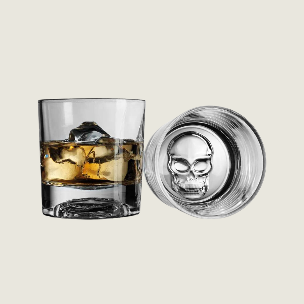 Skull Embossed Bottom Whiskey Glasses, Set of 2 - Blackbird General Store
