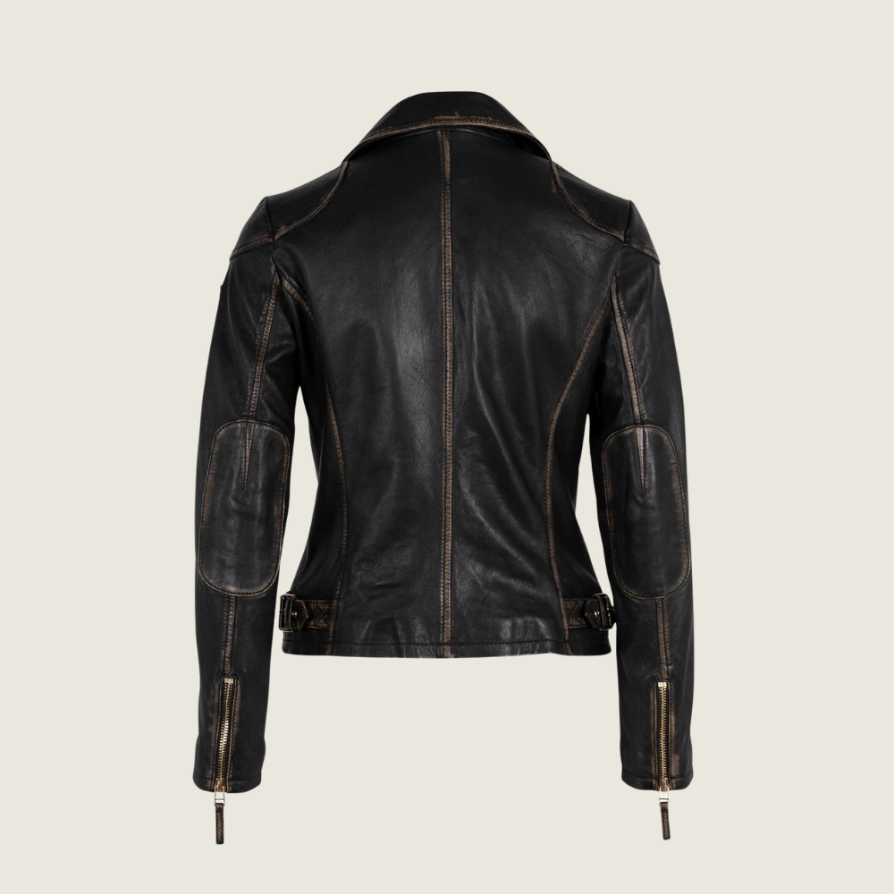 Black Beige Peggie Leather Jacket - Blackbird General Store