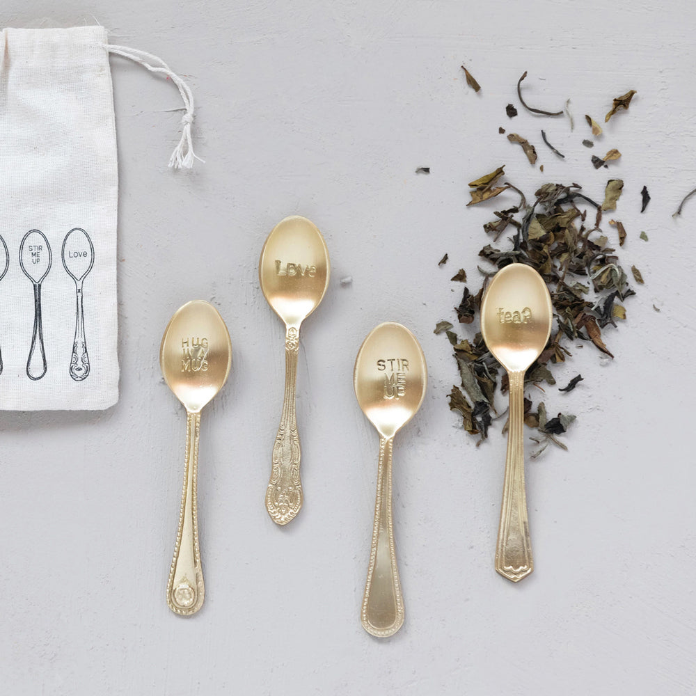 Sweet Brass Tea Spoons | Set of 4 - Blackbird General Store