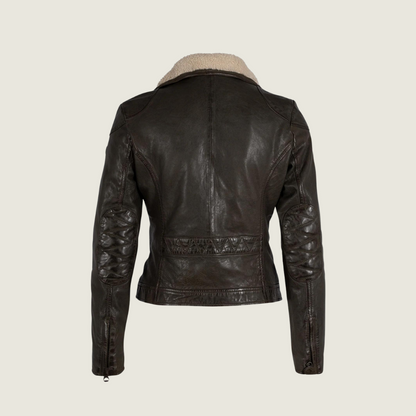 Olive Jenja Leather Jacket with Sherpa - Blackbird General Store