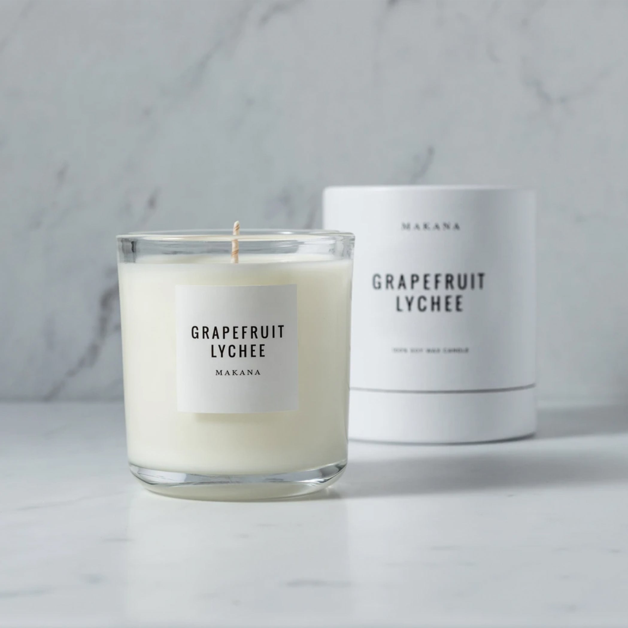 grapefruit lychee candle, candle, makana candle