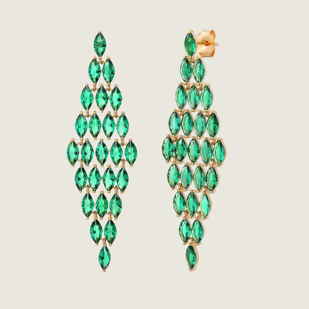 Cascading Marquis Earrings - Emerald - Blackbird General Store
