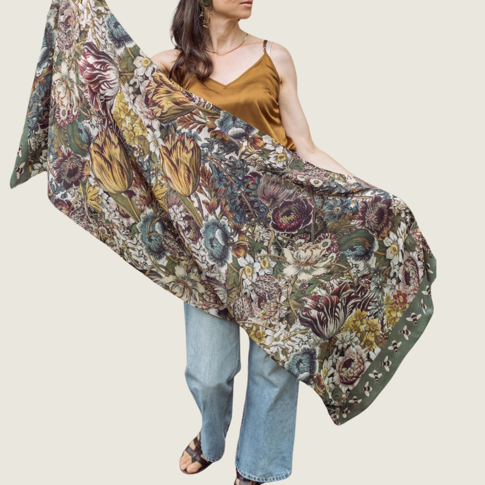 Love Grows Wild Floral Bamboo Scarf - Blackbird General Store