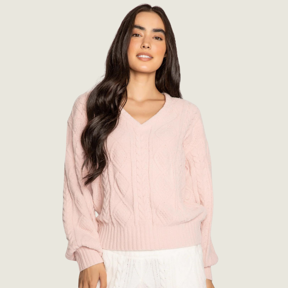 Pink Cable Knit Long Sleeve - Blackbird General Store