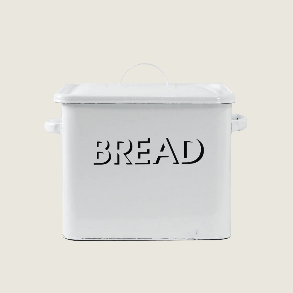 White Enamel Bread Box - Blackbird General Store