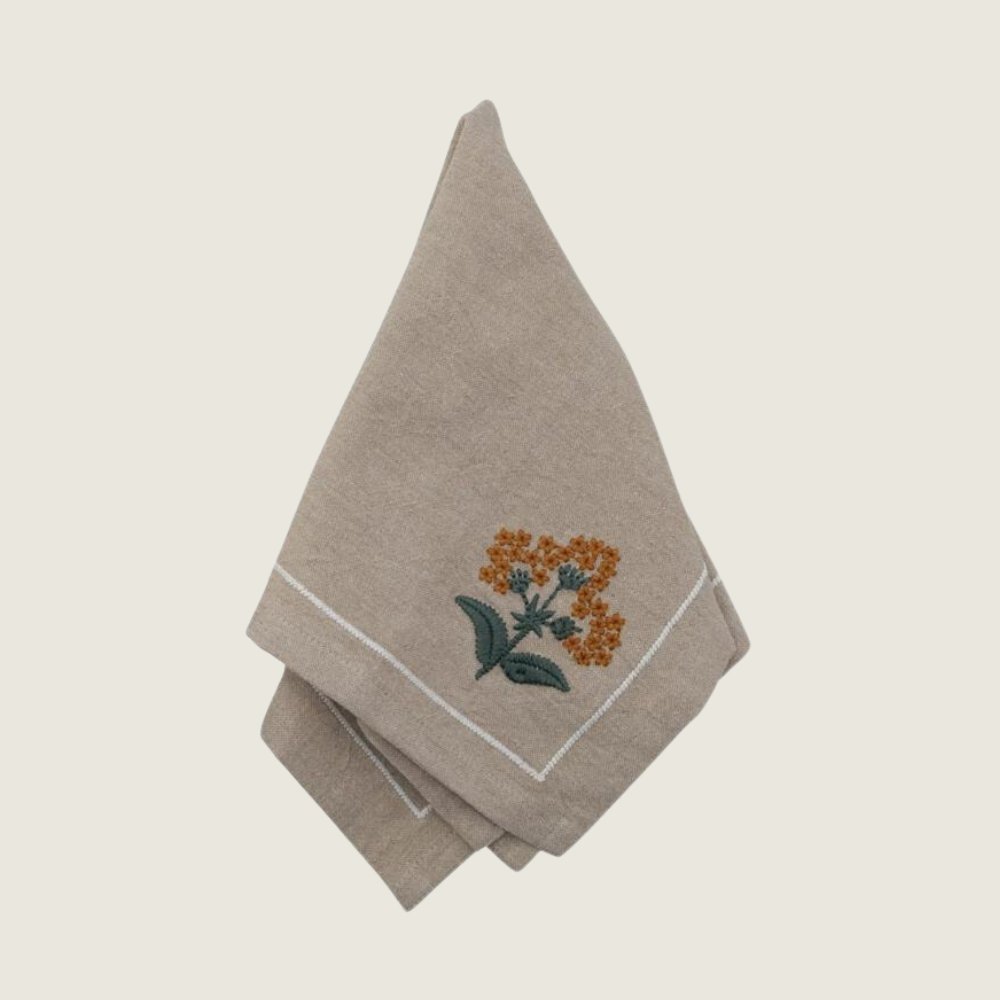 Floral Embroidered French Knot Napkins - Blackbird General Store