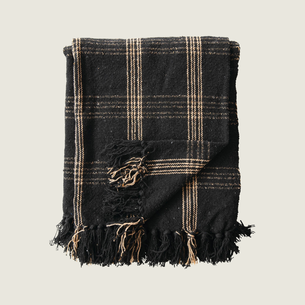Woven Cotton Throw with Fringe - Blackbird General Store