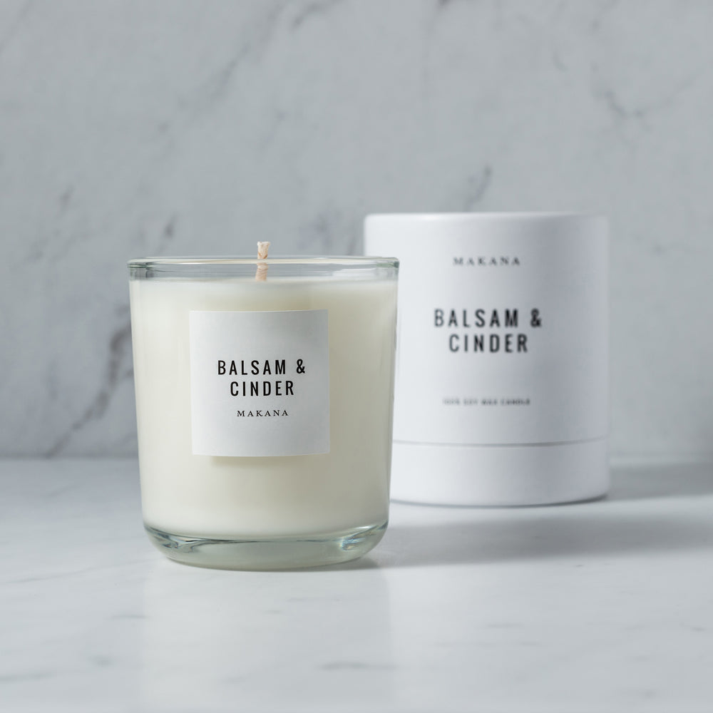 candle, makana candle, balsam and cinder candle