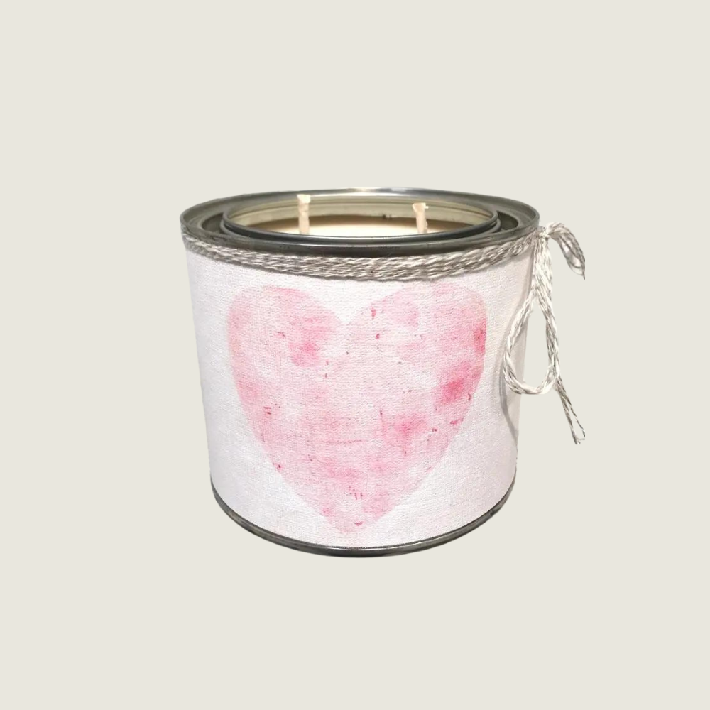 Pink Rustic Heart Double Wick Soy Candle - Blackbird General Store