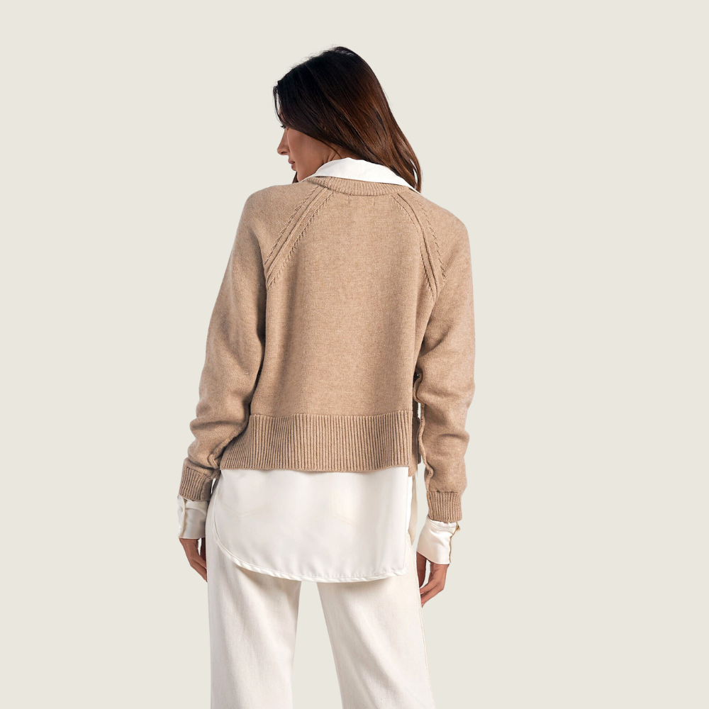 Taupe V-Neck Sweater - Blackbird General Store