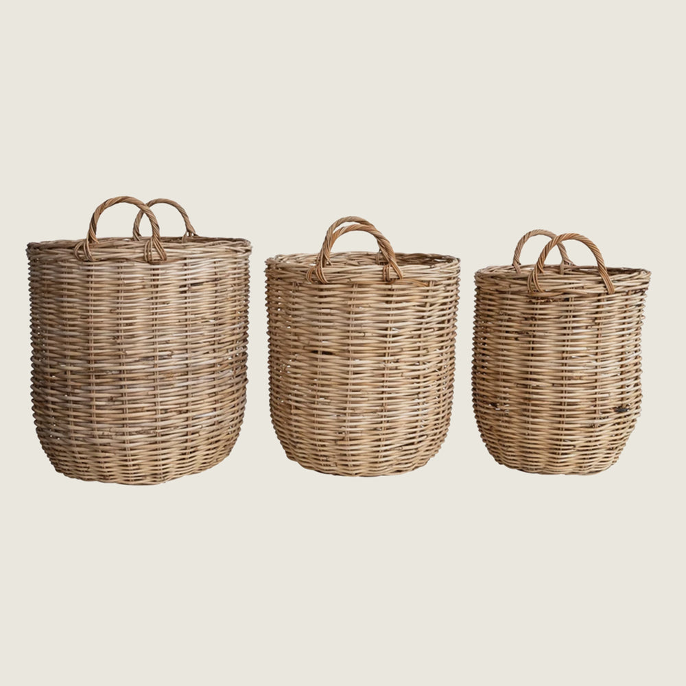 Rattan Woven Basket with Handles - Blackbird General Store