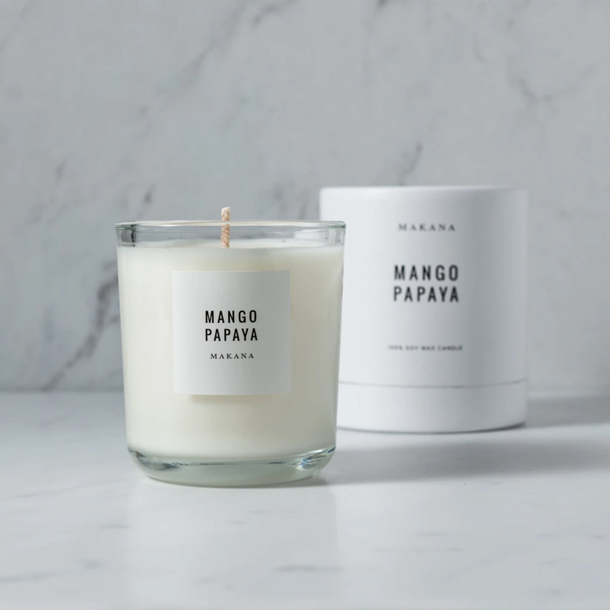 makana candle, mango papaya candle, papaya, mango candle