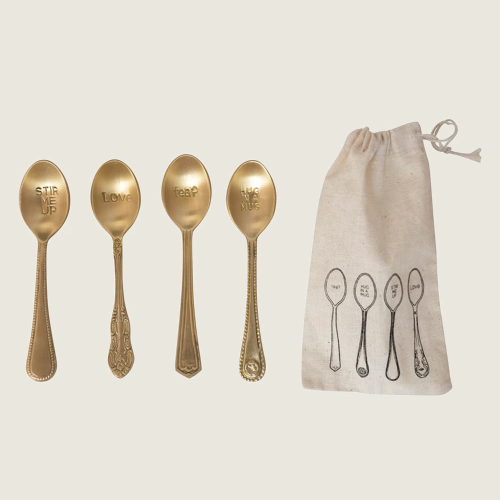 Sweet Brass Tea Spoons | Set of 4 - Blackbird General Store