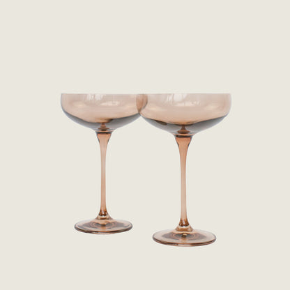 Amber Smoke Champagne Coupe Glasses (Set of 2) - Blackbird General Store