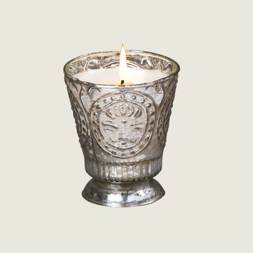 Ginger Patchouli 8oz Fleur de Lys Silver Candle - Blackbird General Store