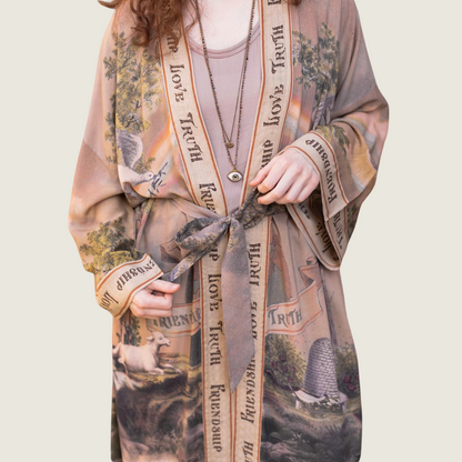 Friendship Love and Truth Vintage Wash Duster Kimono Robe - Blackbird General Store