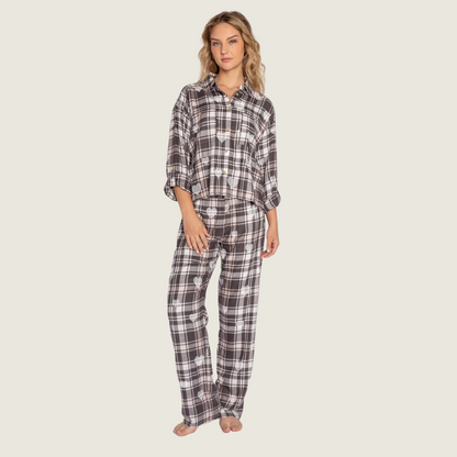 Charcoal Mad Plaid Long Sleeve Top - Blackbird General Store