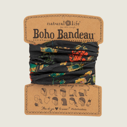 Charcoal Floral Full Boho Bandeau Headband - Blackbird General Store