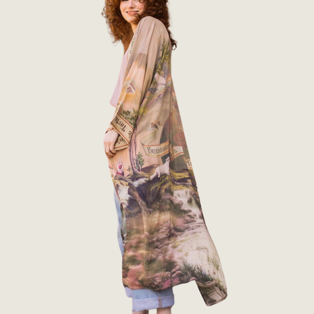 Friendship Love and Truth Vintage Wash Duster Kimono Robe - Blackbird General Store