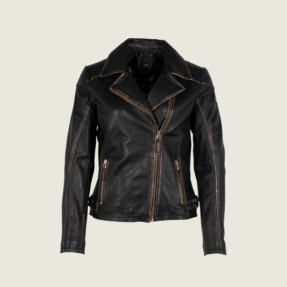 Black Beige Peggie Leather Jacket - Blackbird General Store